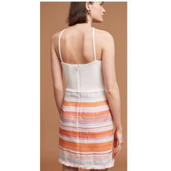 Hutch Dress 4 Kalyn Halter Fringe Skirt Ivory Embroidered Stretch Anthropologie - Picture 2 of 10